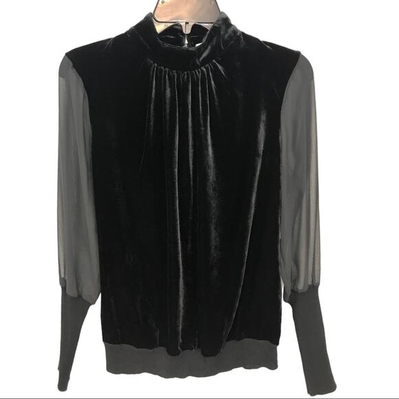 Etcetera Silk Velvet Blouse Sheer Sleeves - Picture 11 of 12
